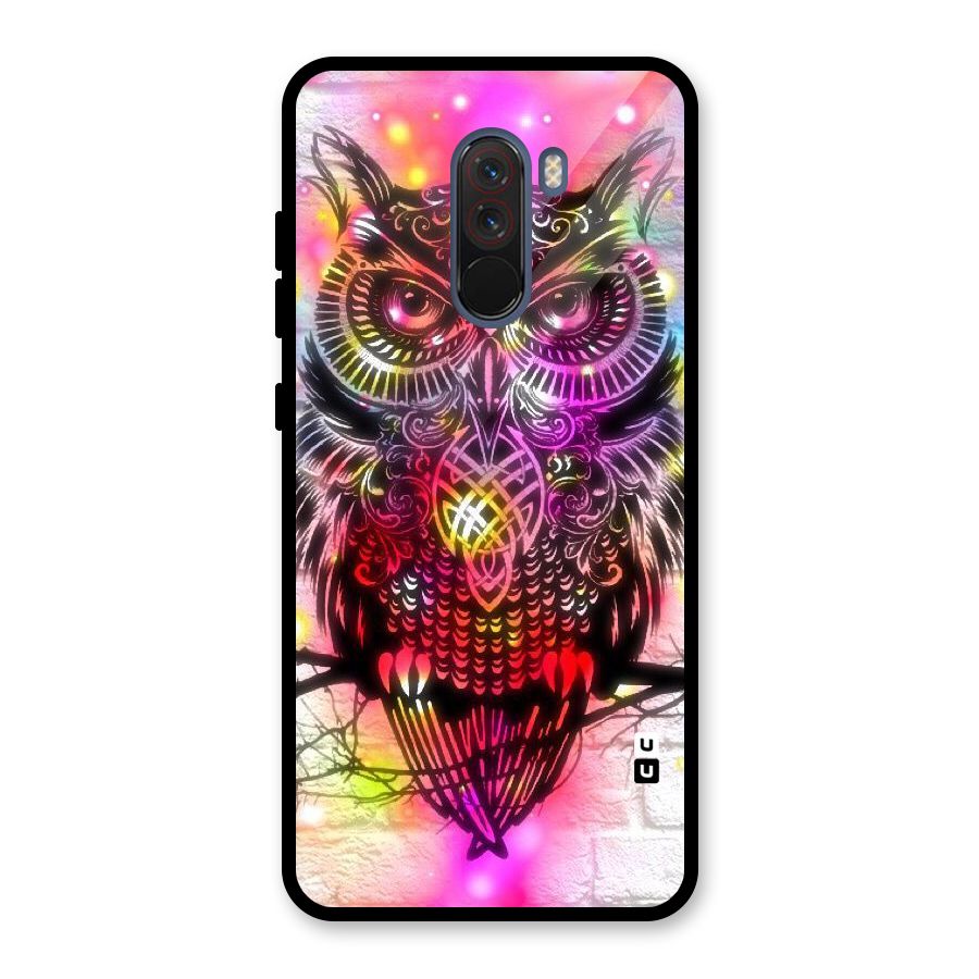 Colourful Owl Glass Back Case for Poco F1