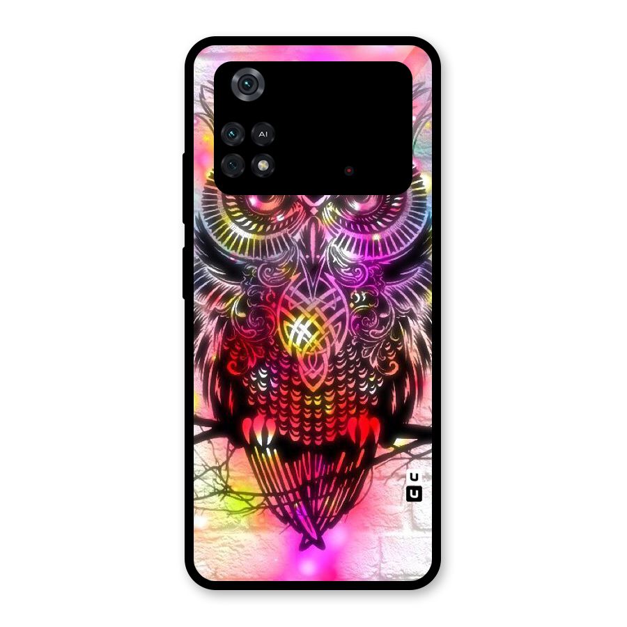Colourful Owl Glass Back Case for Poco M4 Pro 4G
