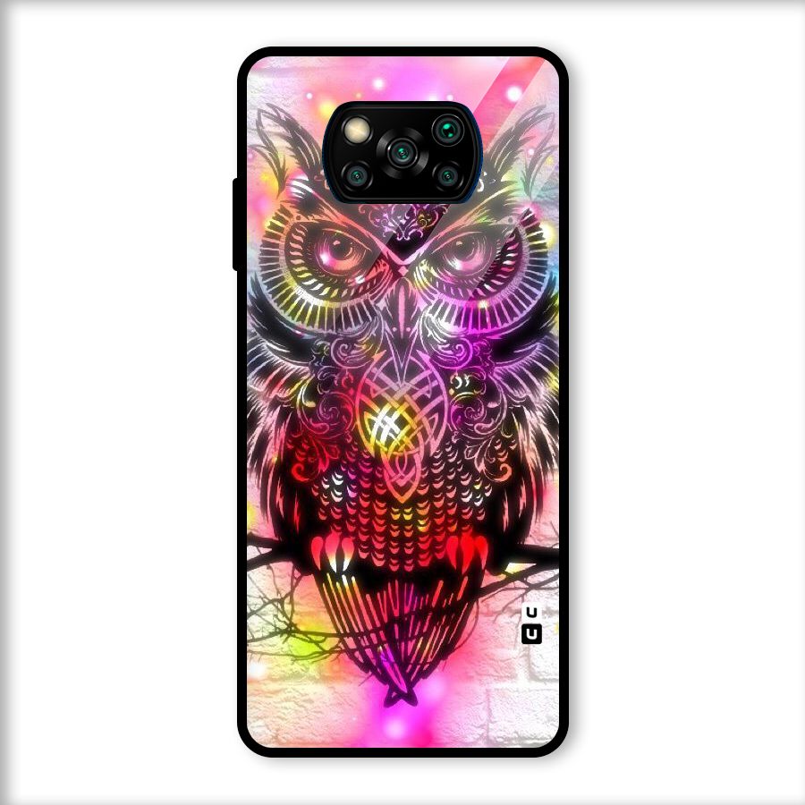 Colourful Owl Glass Back Case for Poco X3