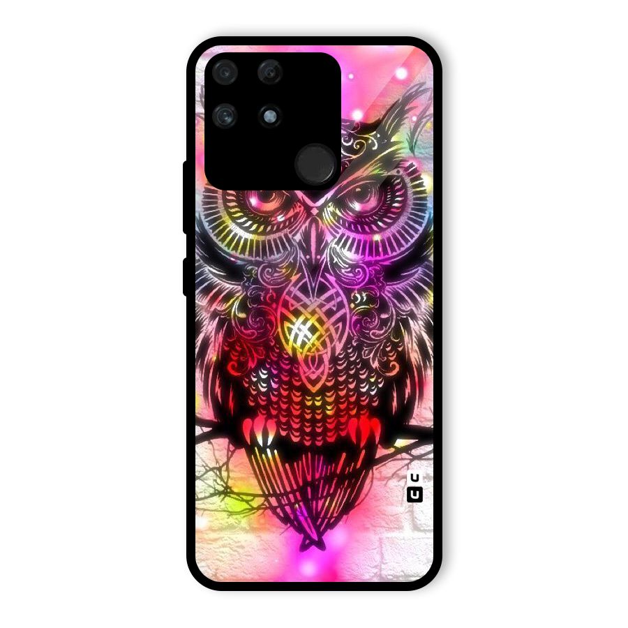 Colourful Owl Glass Back Case for Realme Narzo 50A