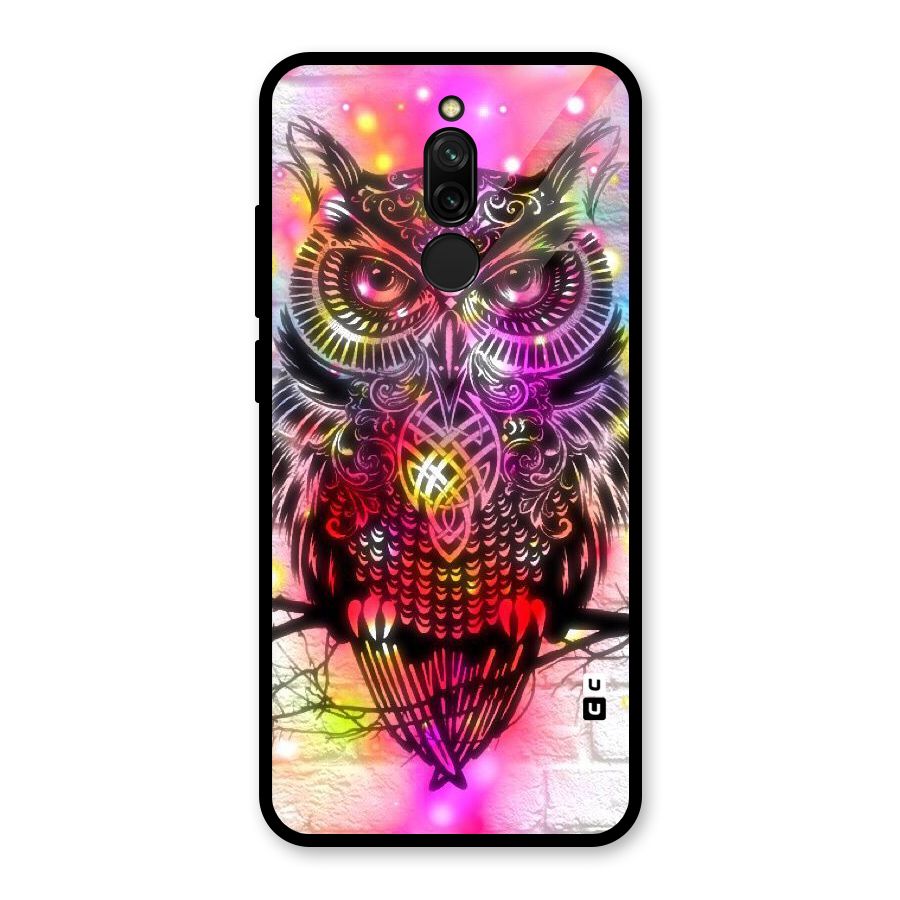 Colourful Owl Glass Back Case for Redmi 8