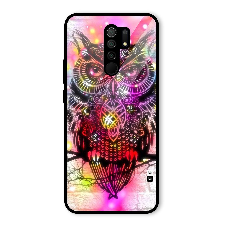 Colourful Owl Glass Back Case for Redmi 9 Prime