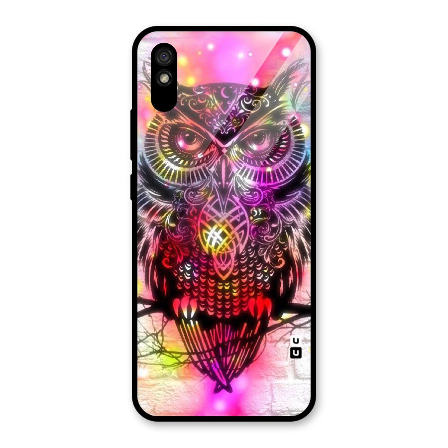 Colourful Owl Glass Back Case for Redmi 9i