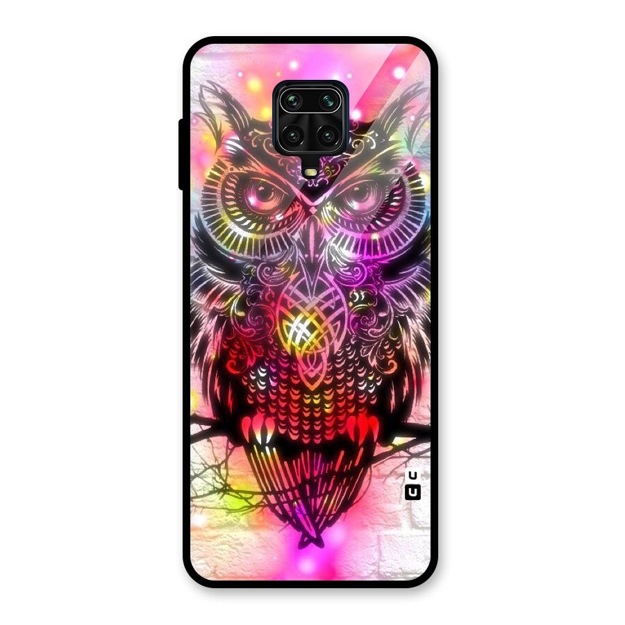 Colourful Owl Glass Back Case for Redmi Note 9 Pro Max
