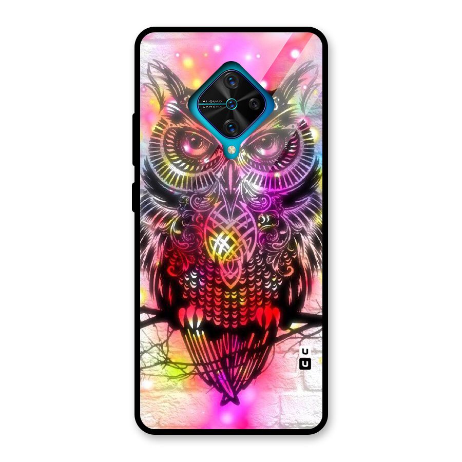 Colourful Owl Glass Back Case for Vivo S1 Pro