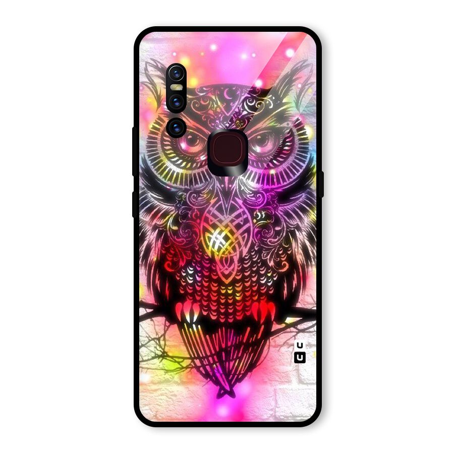Colourful Owl Glass Back Case for Vivo V15