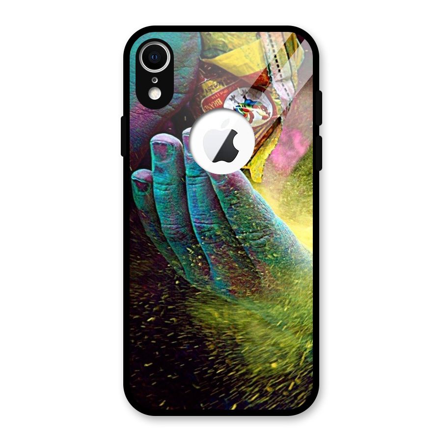 Colours Glass Back Case for iPhone XR Logo Cut