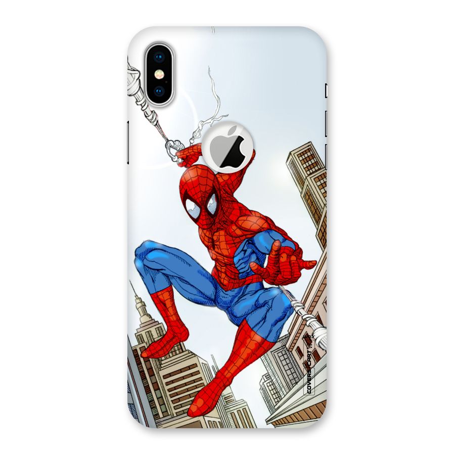 Comic Spider Man Back Case for iPhone XS Logo Cut