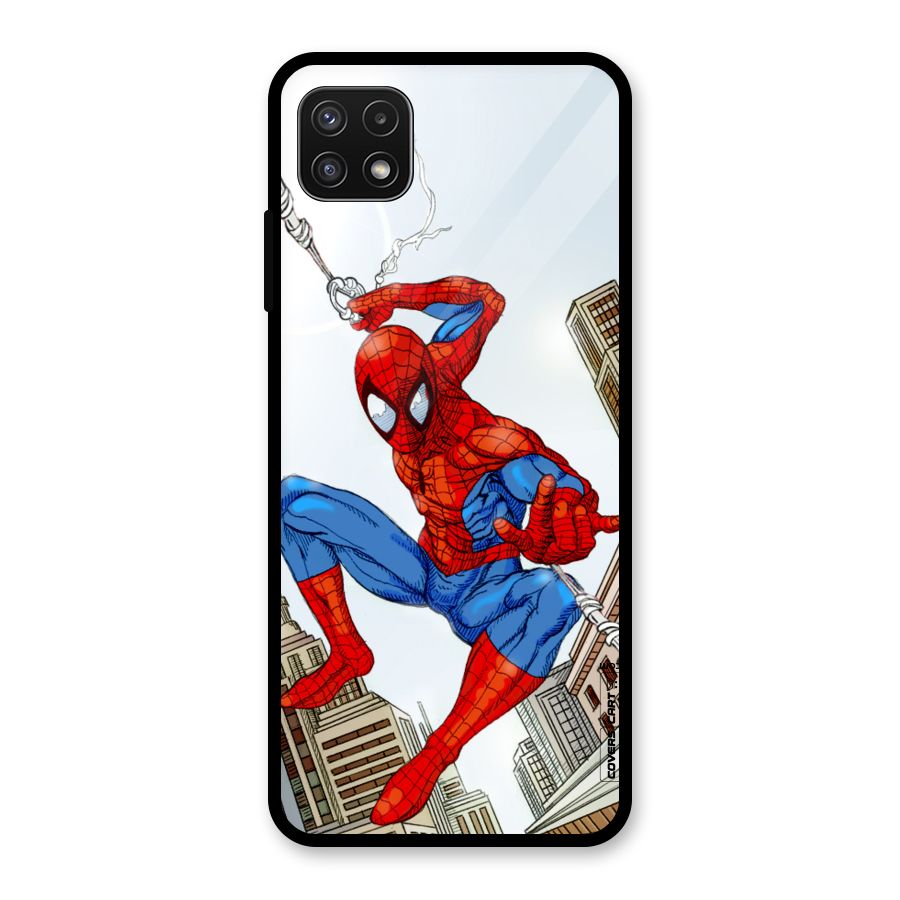 Comic Spider Man Glass Back Case for Galaxy A22 5G