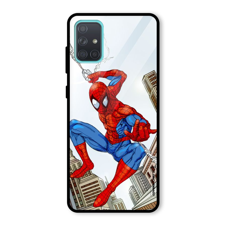 Comic Spider Man Glass Back Case for Galaxy A71