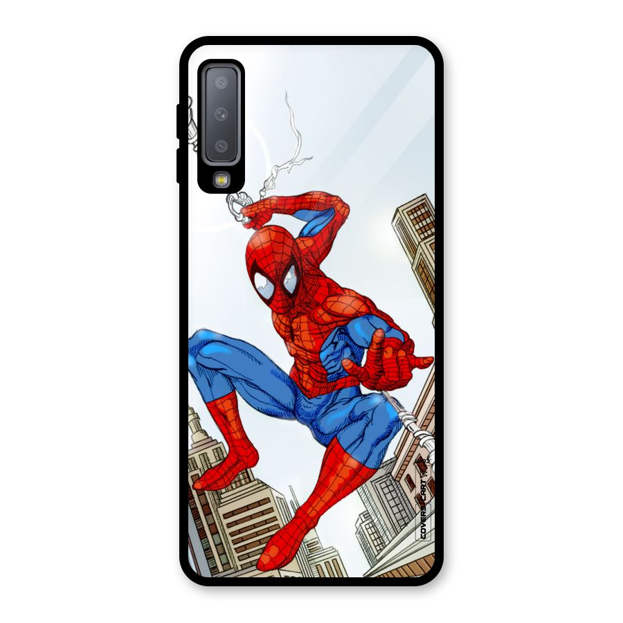 Comic Spider Man Glass Back Case for Galaxy A7 (2018)