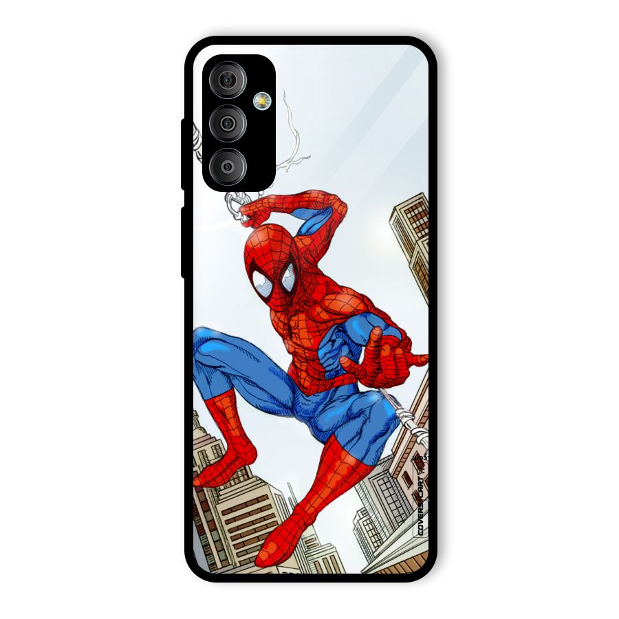 Comic Spider Man Glass Back Case for Galaxy F23
