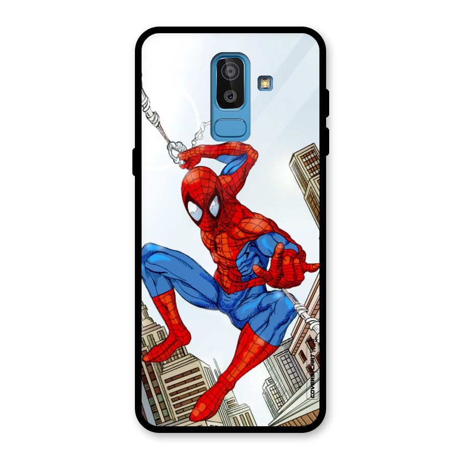 Comic Spider Man Glass Back Case for Galaxy J8