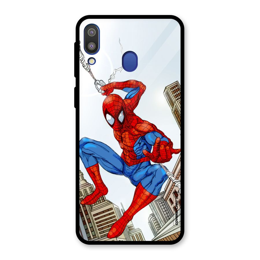 Comic Spider Man Glass Back Case for Galaxy M20
