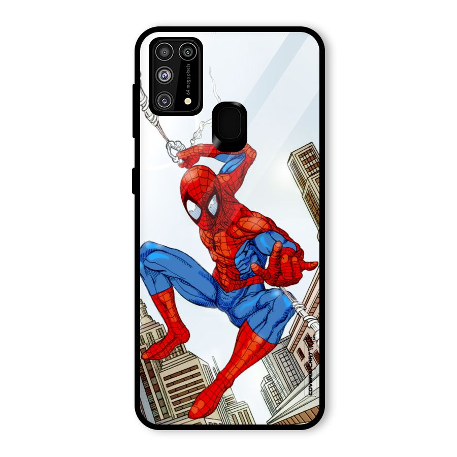 Comic Spider Man Glass Back Case for Galaxy M31