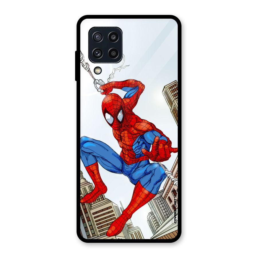 Comic Spider Man Glass Back Case for Galaxy M32