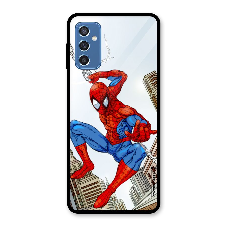 Comic Spider Man Glass Back Case for Galaxy M52 5G