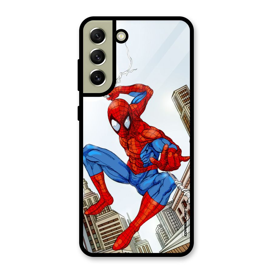 Comic Spider Man Glass Back Case for Galaxy S21 FE 5G
