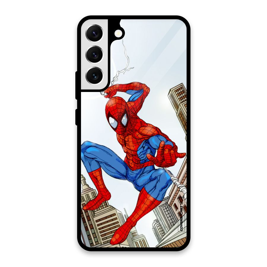 Comic Spider Man Glass Back Case for Galaxy S22 Plus 5G