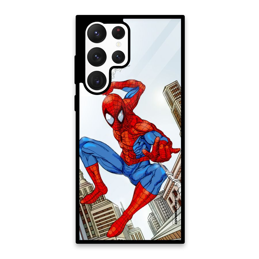 Comic Spider Man Glass Back Case for Galaxy S22 Ultra 5G