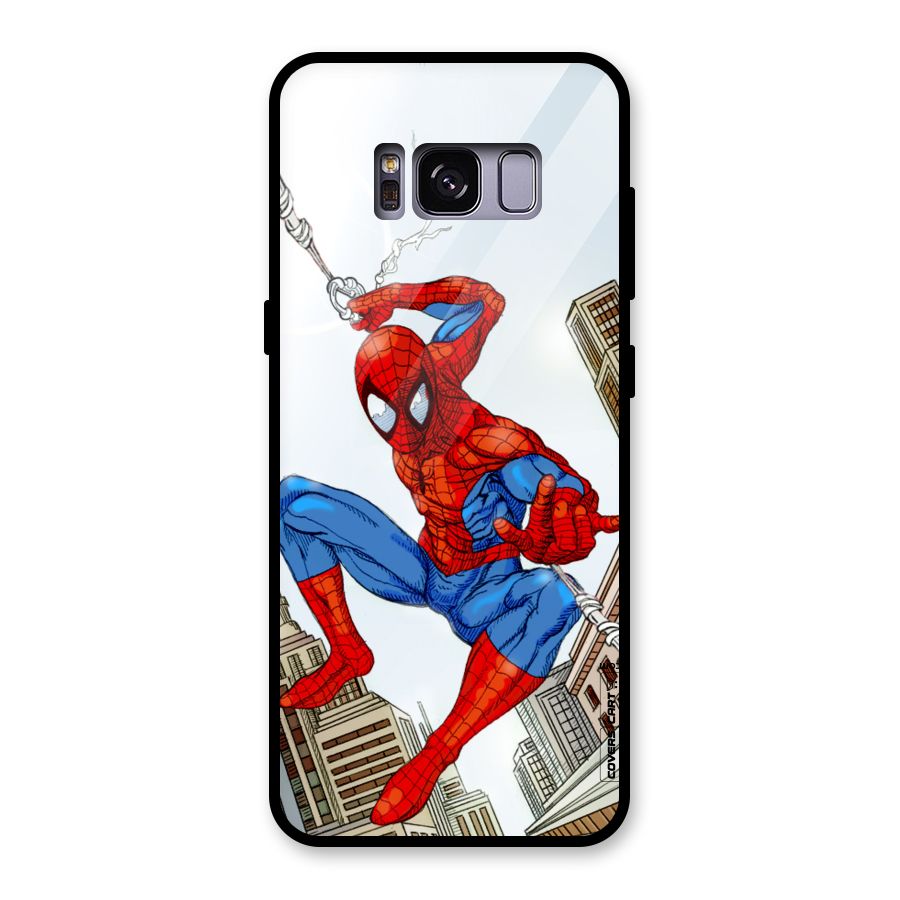 Comic Spider Man Glass Back Case for Galaxy S8