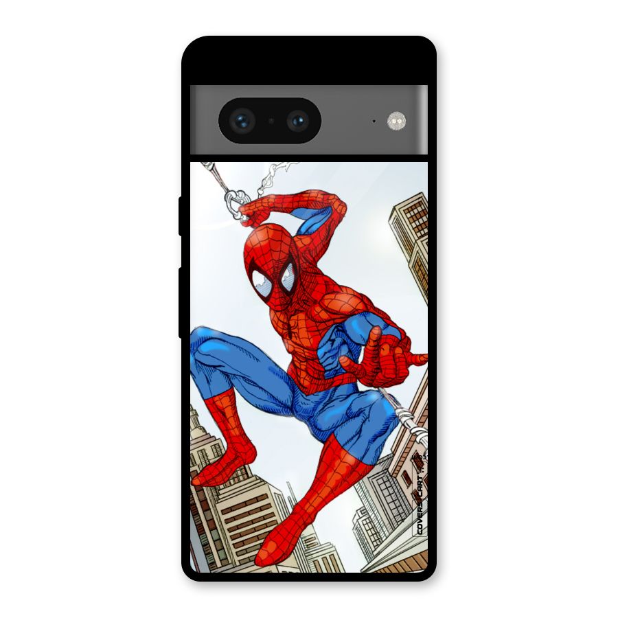 Comic Spider Man Glass Back Case for Google Pixel 7