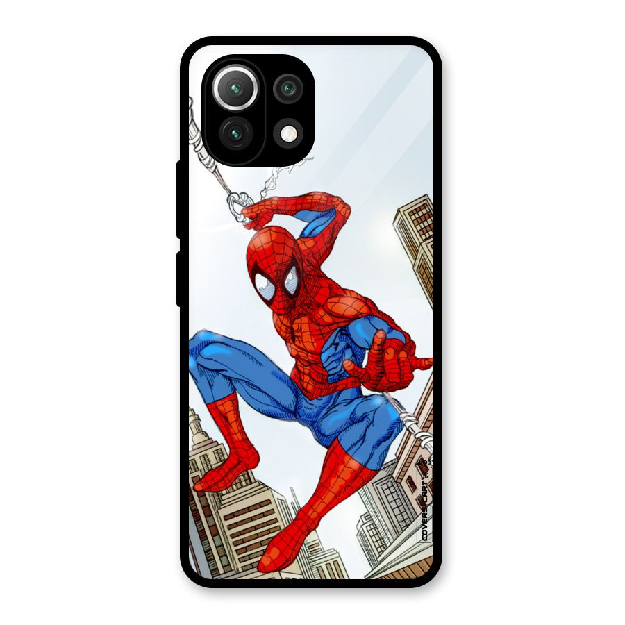 Comic Spider Man Glass Back Case for Mi 11 Lite