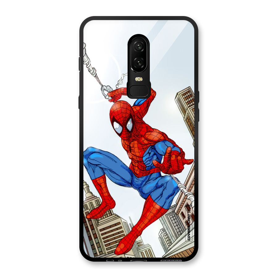 Comic Spider Man Glass Back Case for OnePlus 6