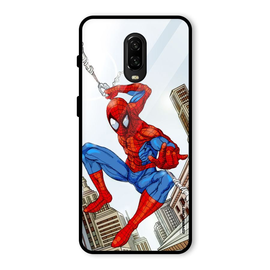 Comic Spider Man Glass Back Case for OnePlus 6T