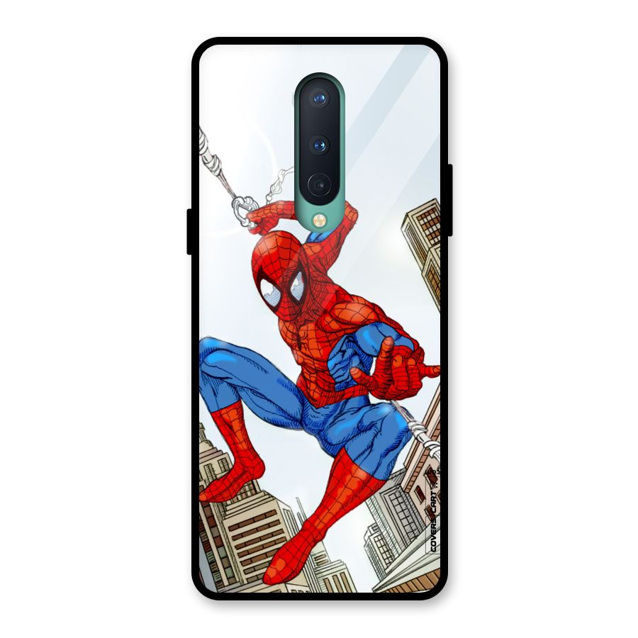 Comic Spider Man Glass Back Case for OnePlus 8