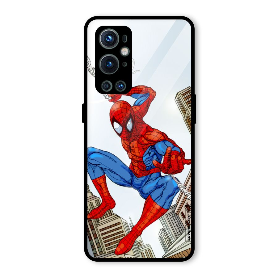 Comic Spider Man Glass Back Case for OnePlus 9 Pro