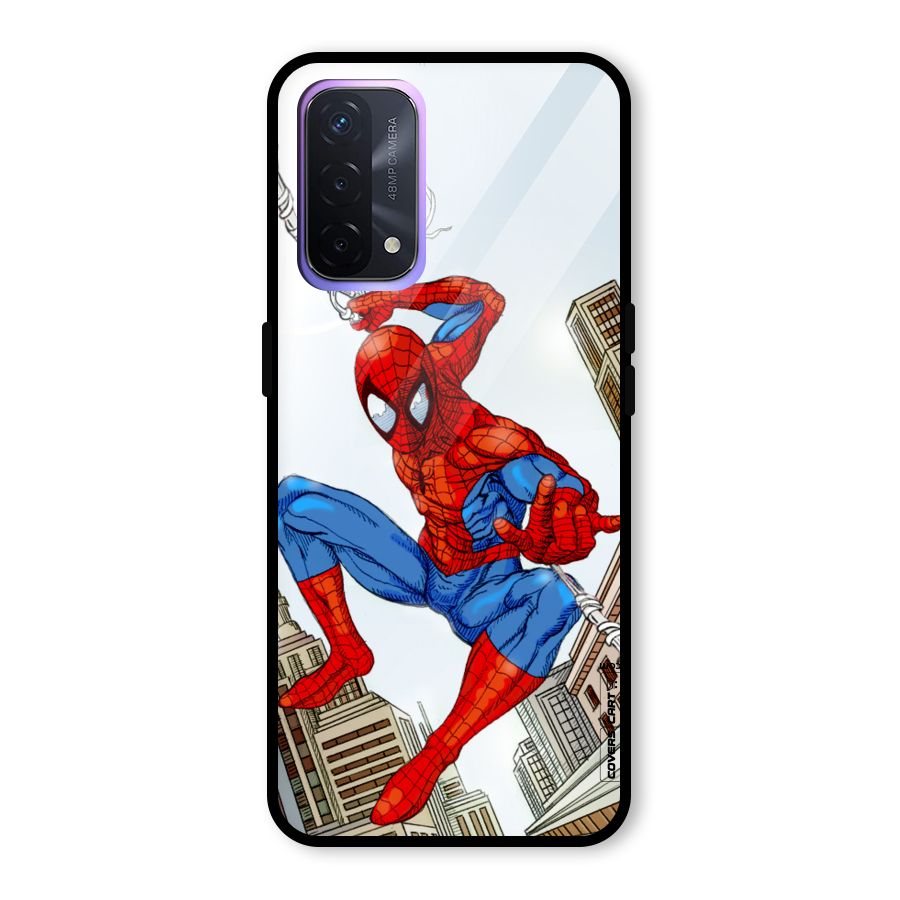 Comic Spider Man Glass Back Case for Oppo A74 5G