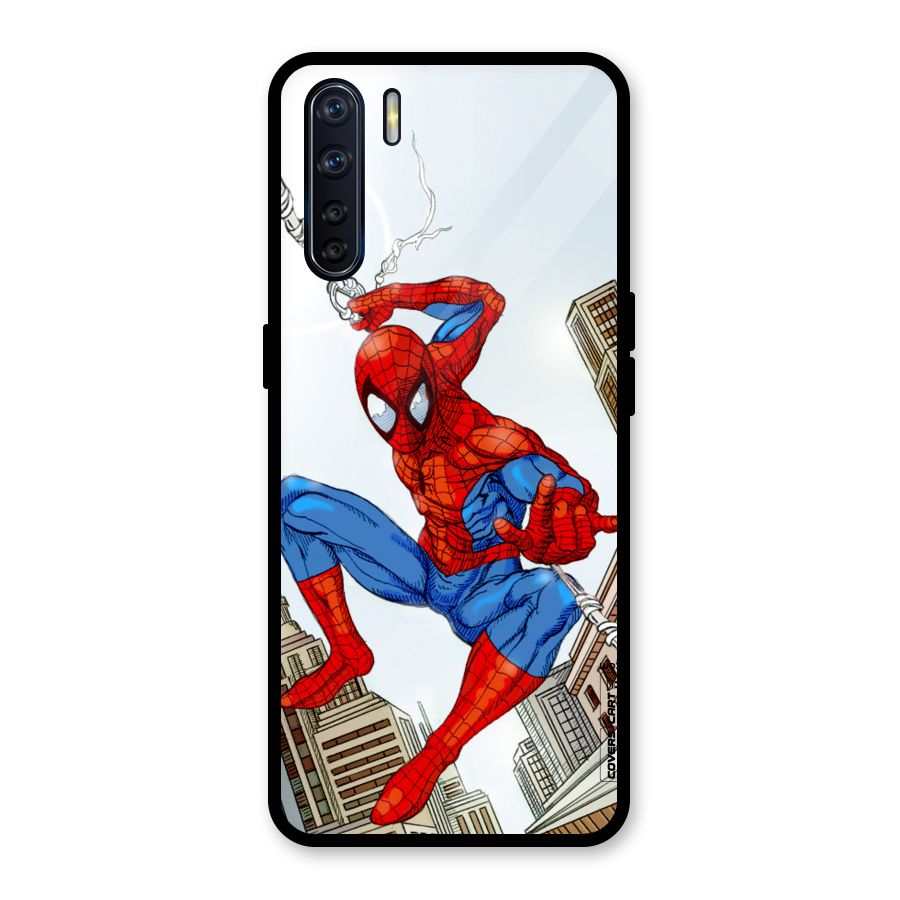 Comic Spider Man Glass Back Case for Oppo F15