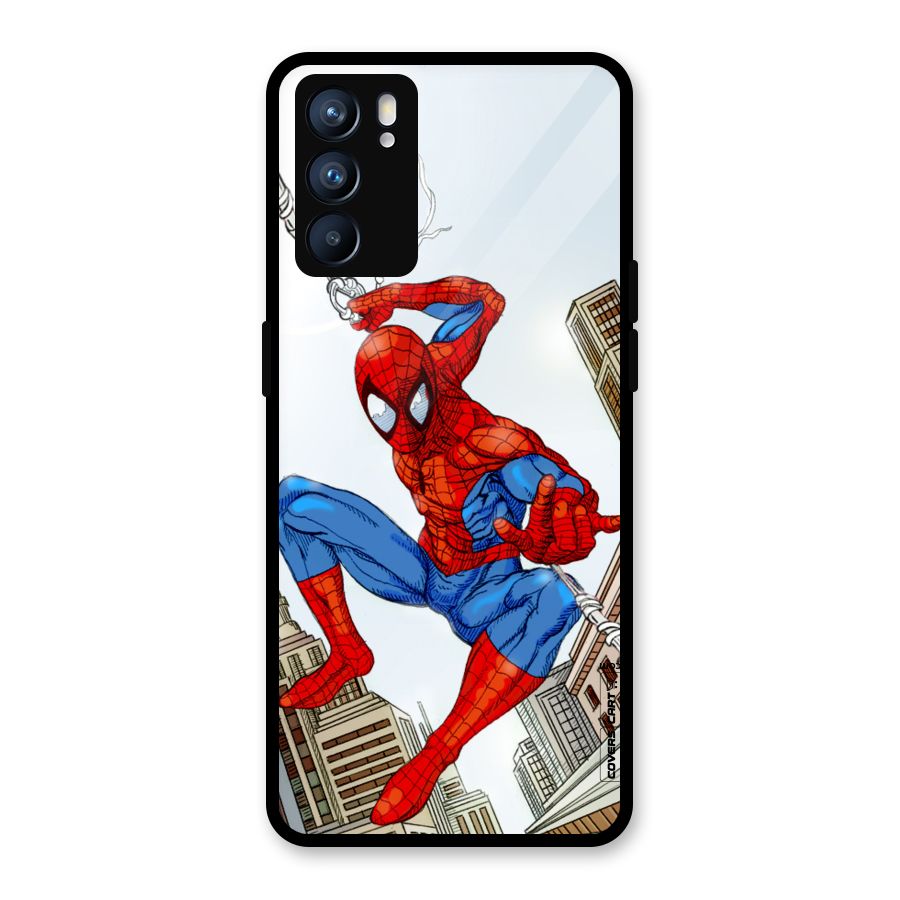 Comic Spider Man Glass Back Case for Oppo Reno6 5G