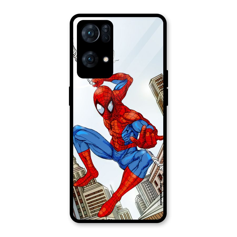 Comic Spider Man Glass Back Case for Oppo Reno7 Pro 5G