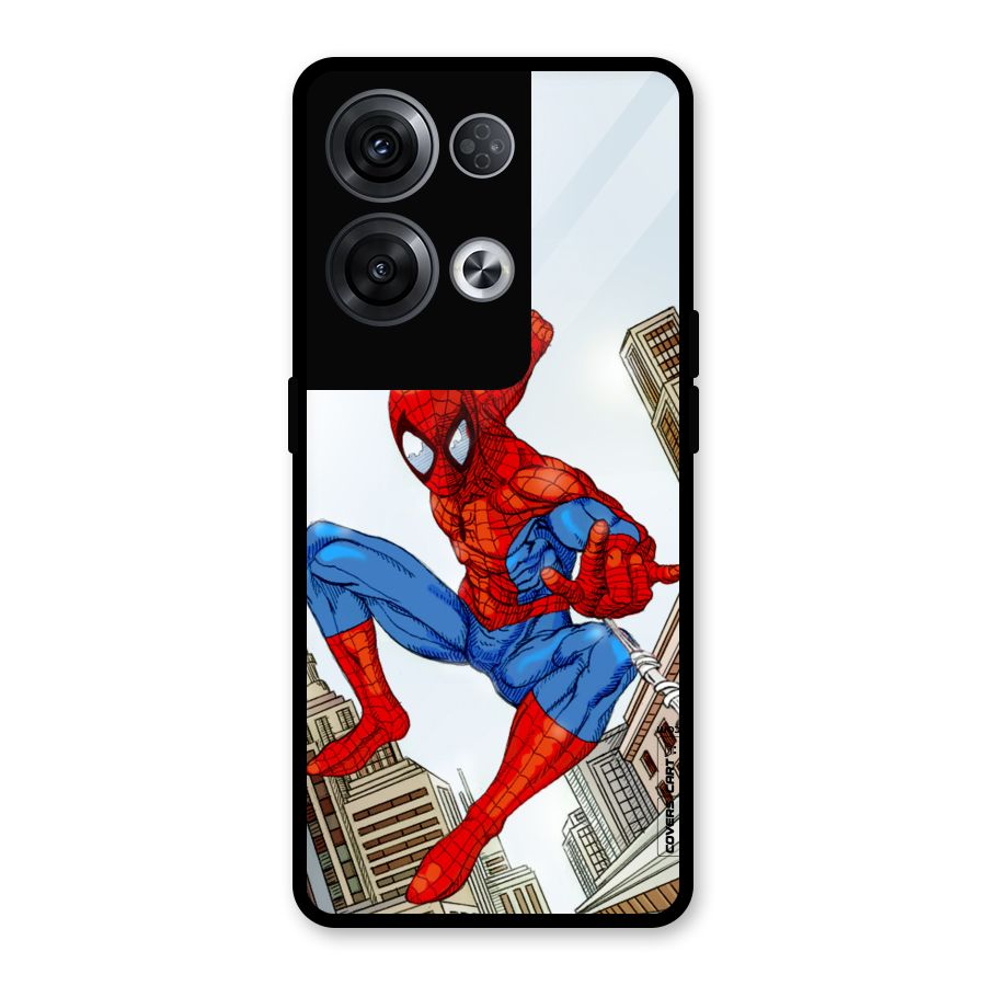 Comic Spider Man Glass Back Case for Oppo Reno8 Pro 5G