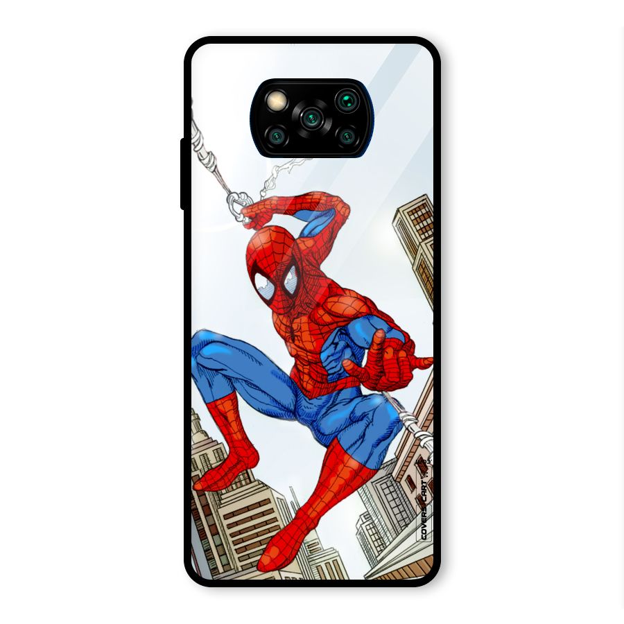 Comic Spider Man Glass Back Case for Poco X3 Pro