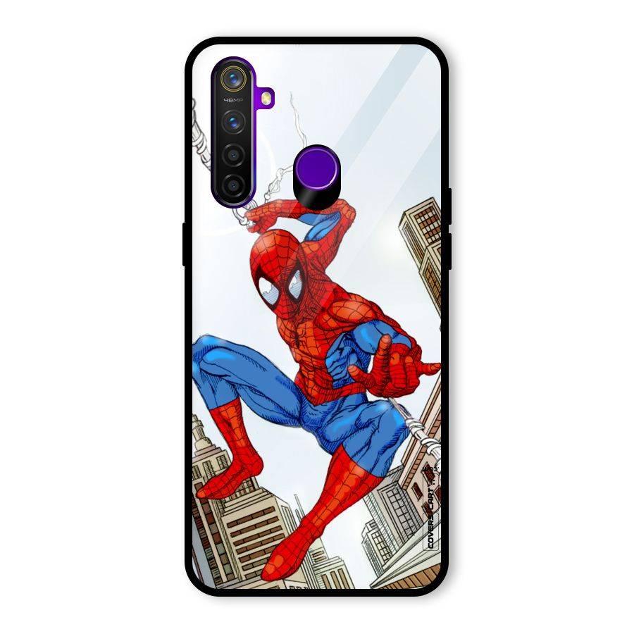 Comic Spider Man Glass Back Case for Realme 5 Pro