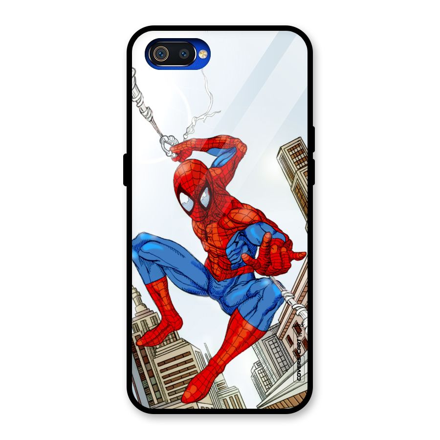 Comic Spider Man Glass Back Case for Realme C2