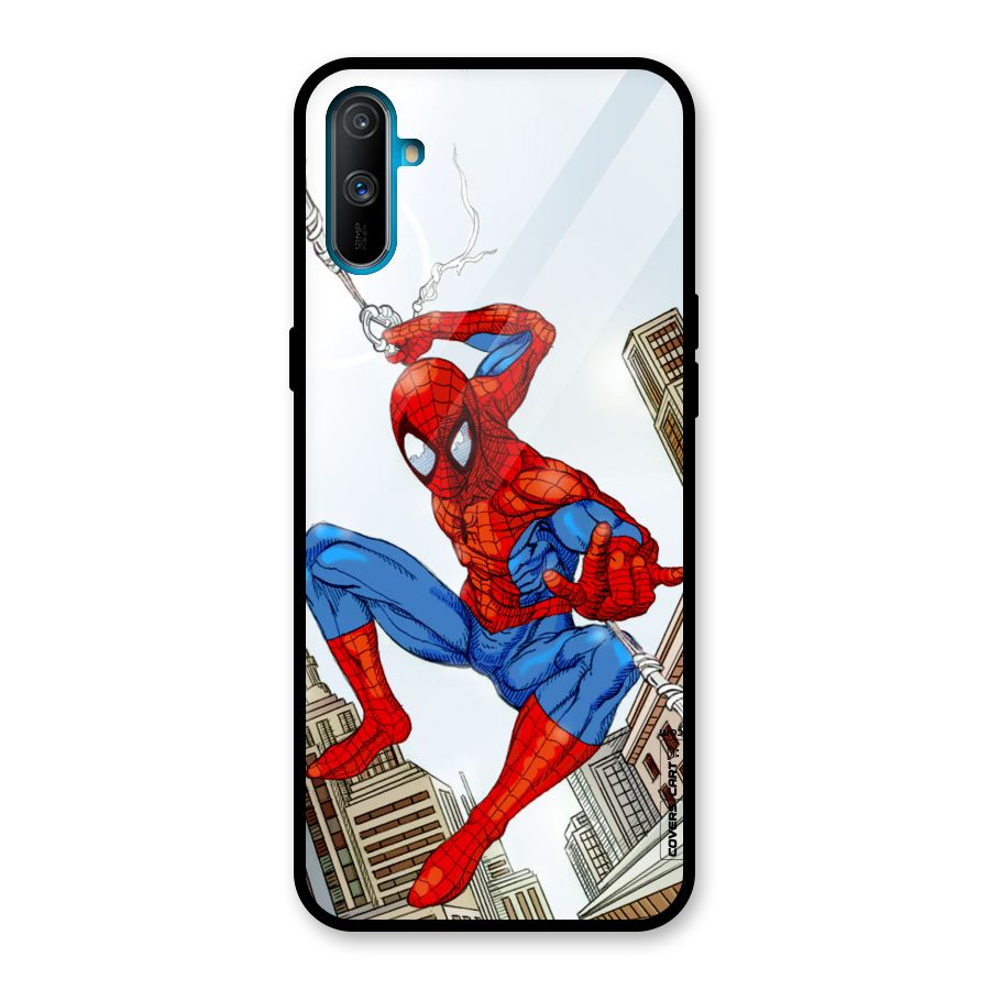 Comic Spider Man Glass Back Case for Realme C3