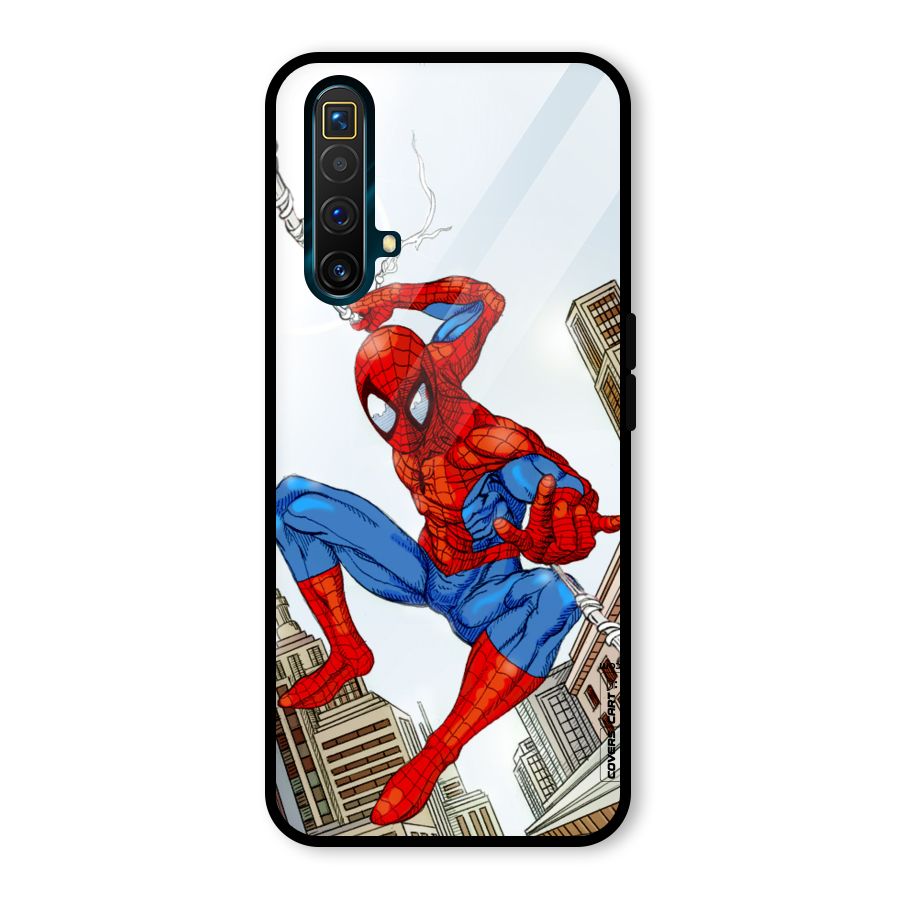 Comic Spider Man Glass Back Case for Realme X3 SuperZoom