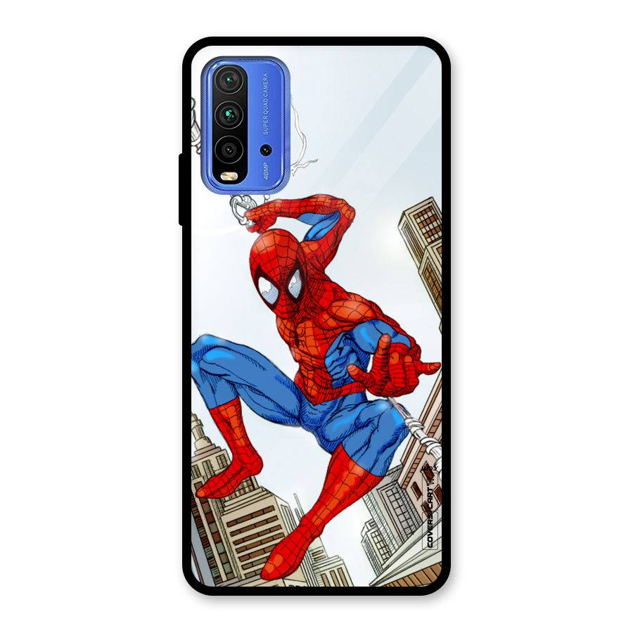 Comic Spider Man Glass Back Case for Redmi 9 Power
