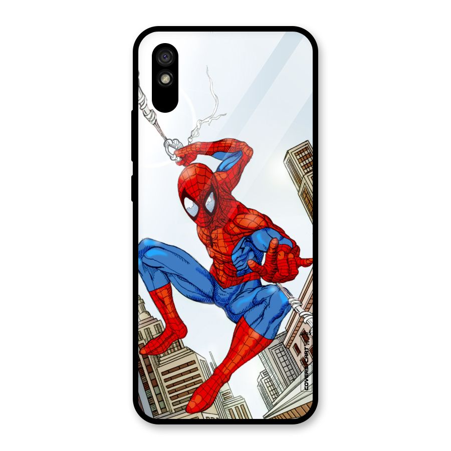Comic Spider Man Glass Back Case for Redmi 9i