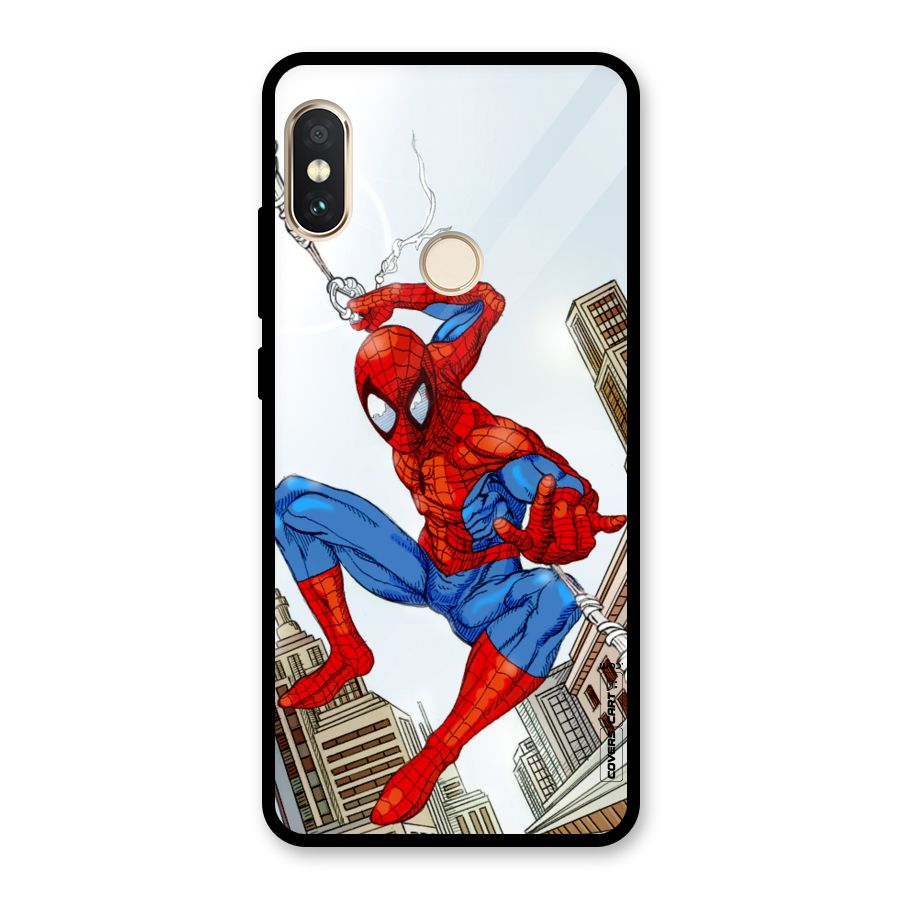 Comic Spider Man Glass Back Case for Redmi Note 5 Pro