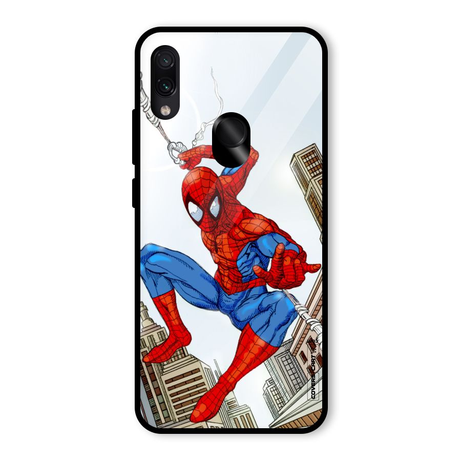 Comic Spider Man Glass Back Case for Redmi Note 7S