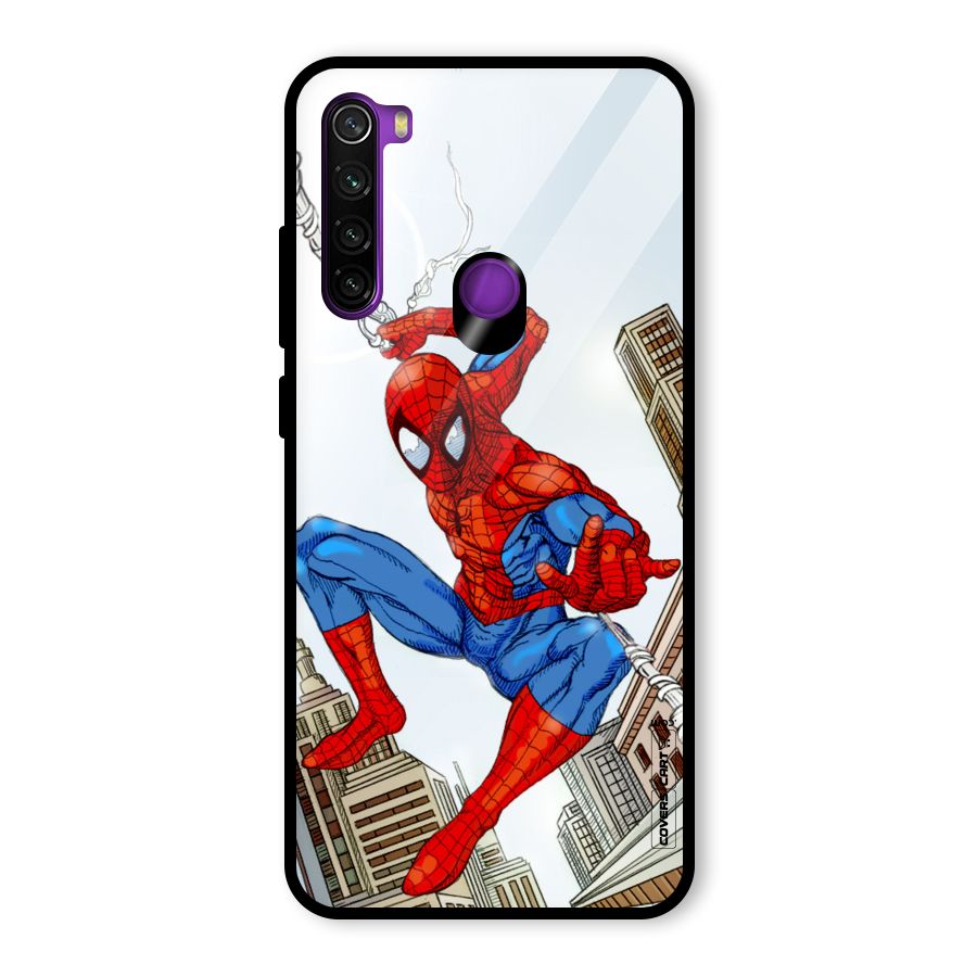 Comic Spider Man Glass Back Case for Redmi Note 8