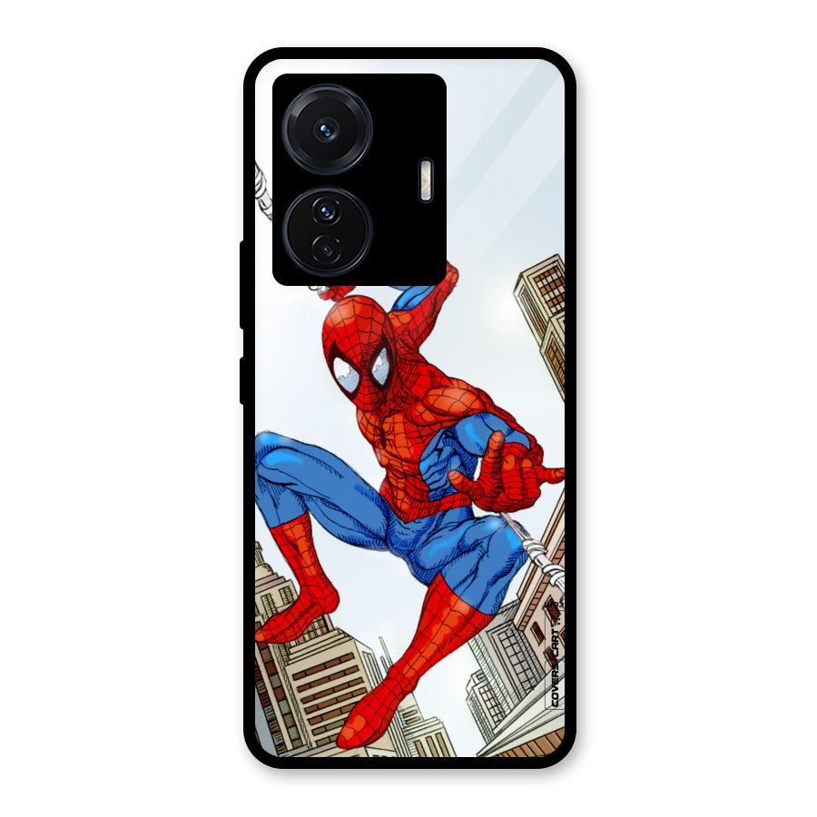 Comic Spider Man Glass Back Case for Vivo T1 Pro