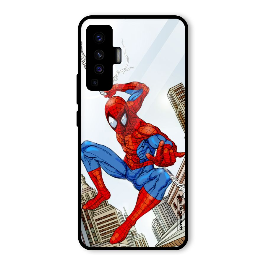 Comic Spider Man Glass Back Case for Vivo X50