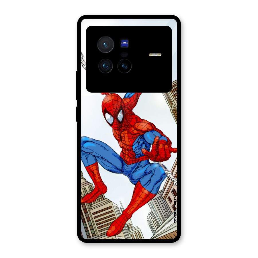 Comic Spider Man Glass Back Case for Vivo X80