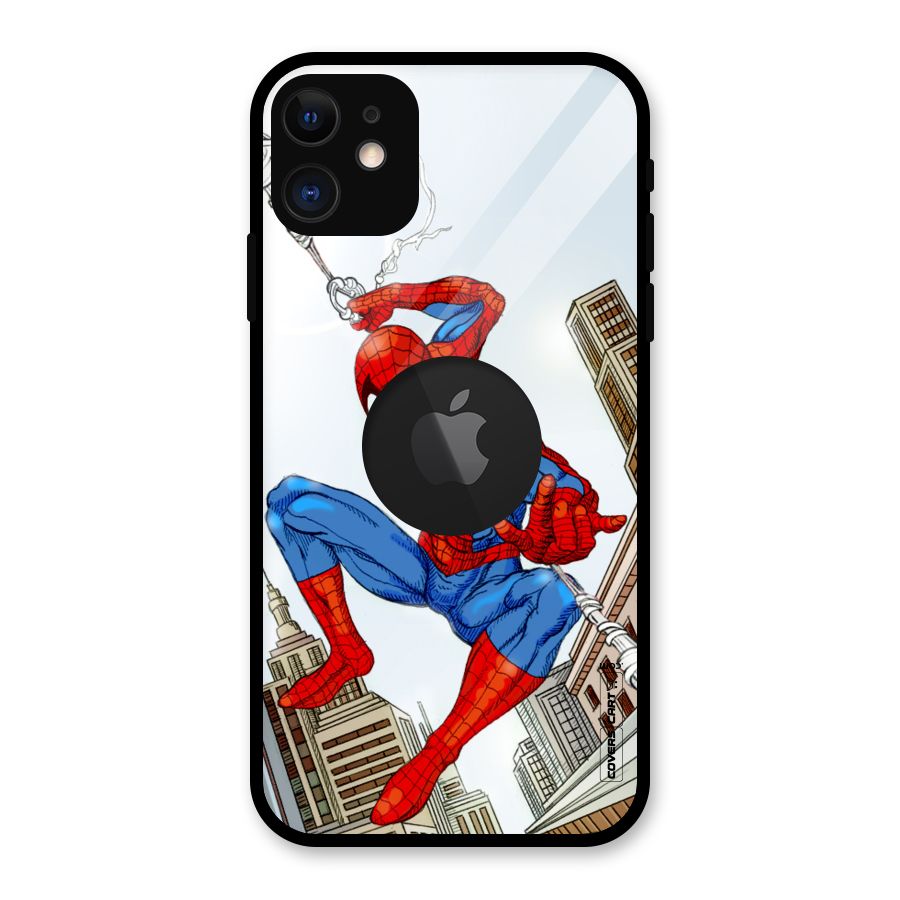 Comic Spider Man Glass Back Case for iPhone 11 Logo Cut